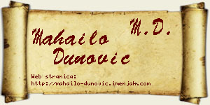 Mahailo Dunović vizit kartica